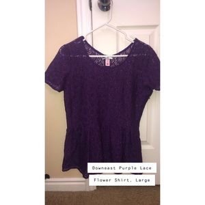 Business Casual Lace Purple Shirt Overlay
